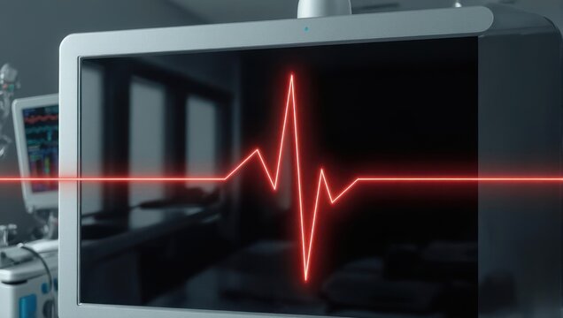 Heart Monitor Displaying Vital Signs in Hospital Setting.