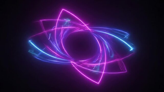 Neon light abstract glowing shapes.