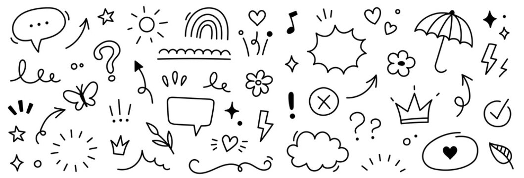 Icon cute background hand pattern drawn line flower kid element crayon. Background icon cute star child heart children cloud sketch summer cartoon school chalk text sticker paint play arrow sun color.
