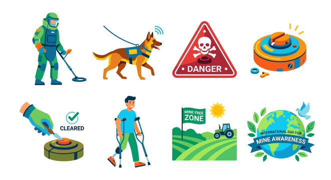 Landmine awareness and removal safety measures and global efforts illustrated