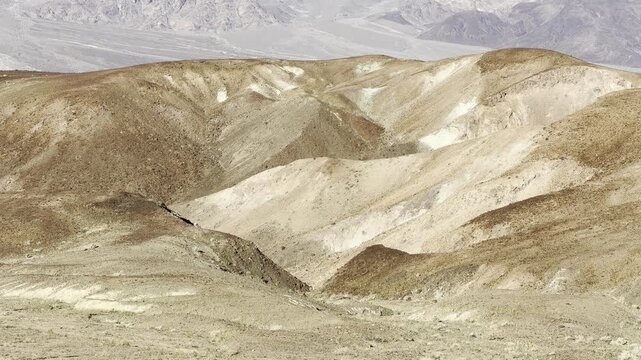 Telephoto Close-Up Eroded Badlands Gullies North of Furnace Creek