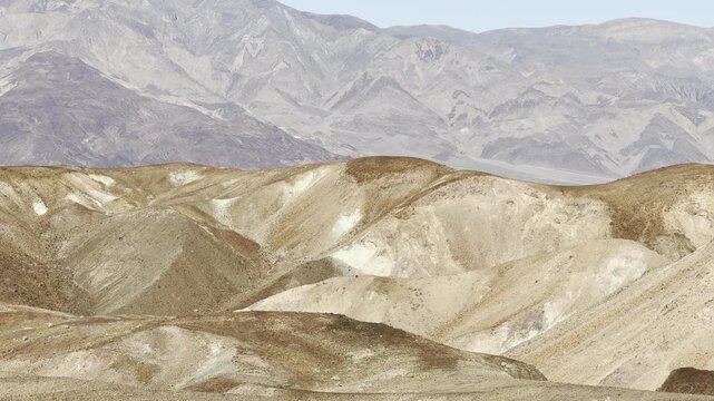 Telephoto of Eroded Badlands Hills Along Badwater Road