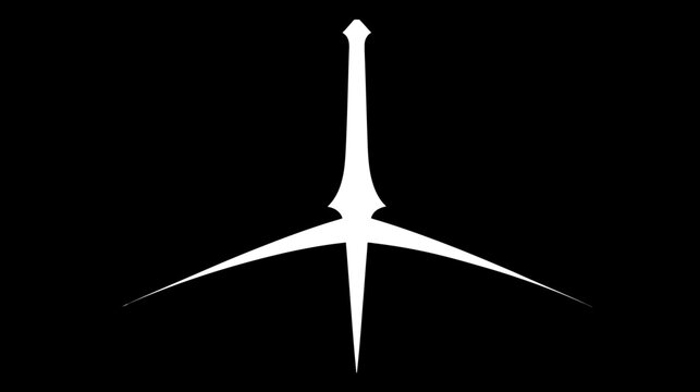 A simple illustration of a white shape with a long central spike and three symmetrical arms