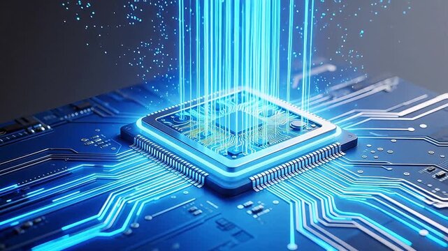 Microchip on Circuit Board with Light Effects