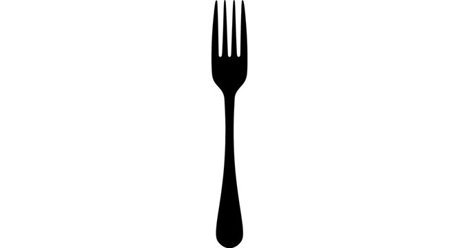 Modern business logo features black silhouette vector fork as minimal flame logo fire symbol