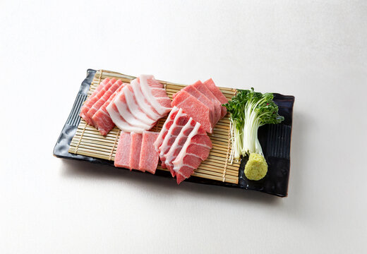 Tuna sashimi on a plate