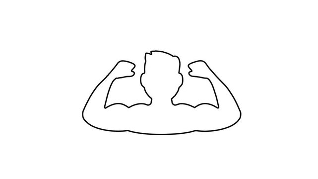 Whiteboard Animation of Bodybuilder Flexing Muscles