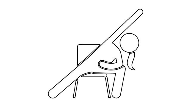 Whiteboard Animation of Person Sitting and Reaching Forward