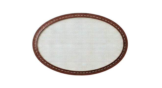 Oval cross-stitch hoop with brown leather border