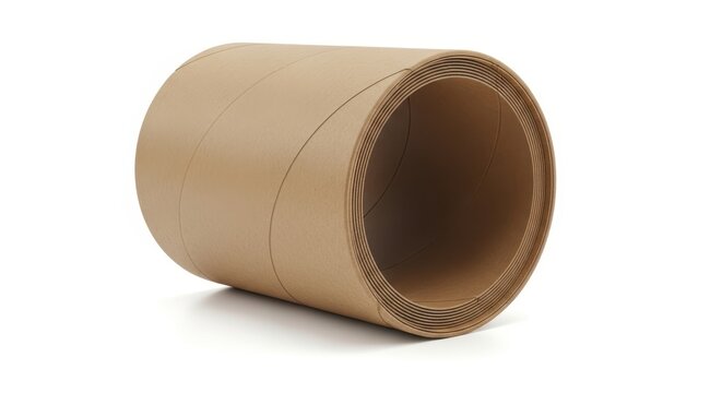 Brown paper roll on white background isolated on white background