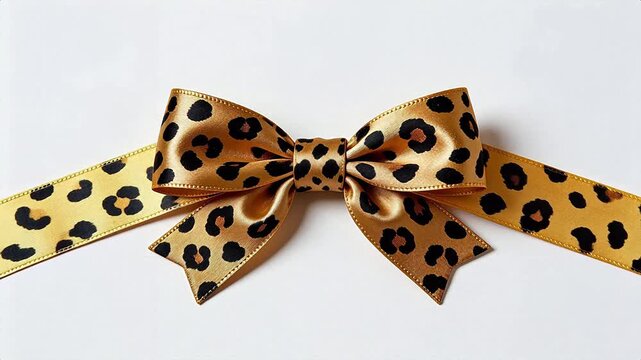 Leopard print ribbon bow on white