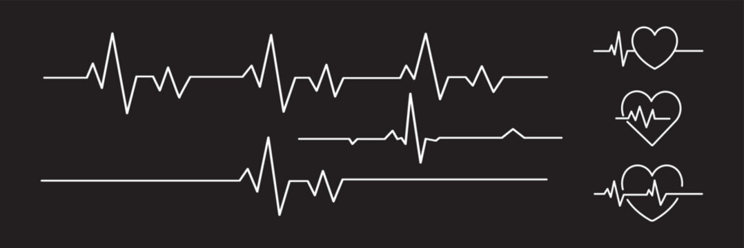 Red electrocardiogram heartbeat rhythm line illustration. Pulse heart rate vector icon in flat style. Heart rate, pulse beat frequency icon, health chart, waveform vector. 