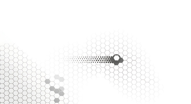 Abstract geometric hexagon halftone pattern with soft fading corner trails and gradient dot overlay resembling a minimalist honeycomb design for modern digital creative backgrounds.