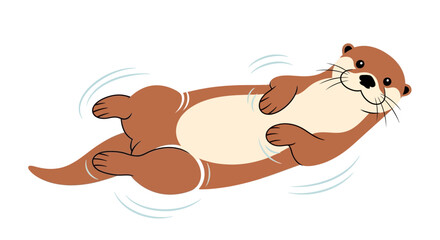 Cartoon Otter Swimming in Water Surface. © aviin