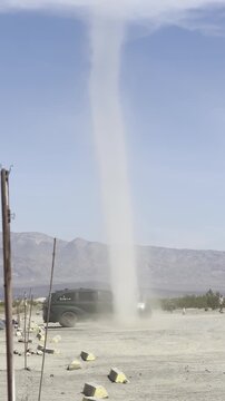 Vertical: Dust Devil Whirlwind at Death Valley Campground