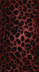 Obraz premium A stylish dark red and black leopard print pattern forms a trendy and wild background, perfect for fashion, design, and textile projects.