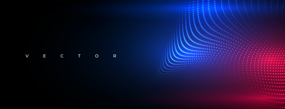 blue red futuristic web data digital particle technology banner
