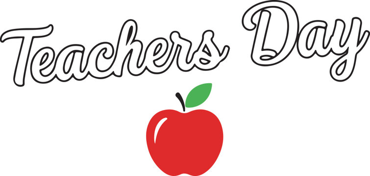 A festive graphic illustration featuring the words teachers day written in a bold cursive font