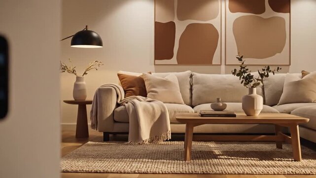 Living room lighting changes throughout the day