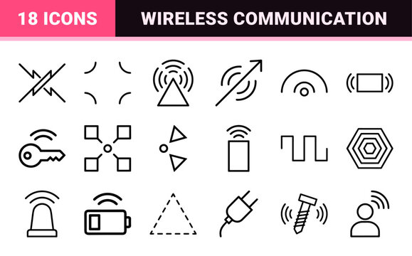 Wireless Communication and Network Connectivity Minimalist Monoline Geometric Line Art for Digital Infrastructure Design