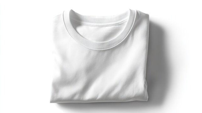 Folded white t shirt isolated on white background textile product