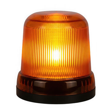 Orange emergency beacon light for industrial vehicles isolated on transparent background