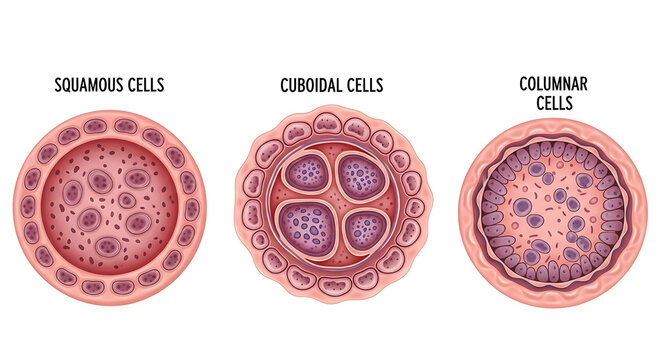 Types of Epithelial Cells Illustration.
