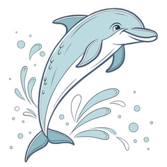 A cartoon dolphin jumping out of the water © Adori