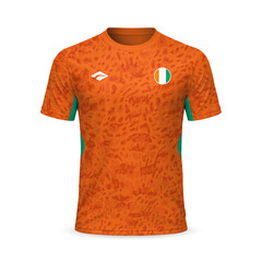3d realistic home soccer jersey Ivory Coast national team, shirt template
