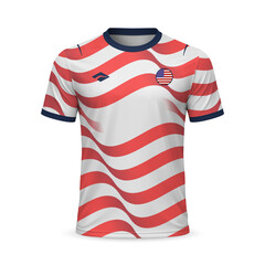 3d realistic home soccer jersey United States national team, shirt template