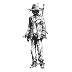 Obraz premium scarecrow horror vector