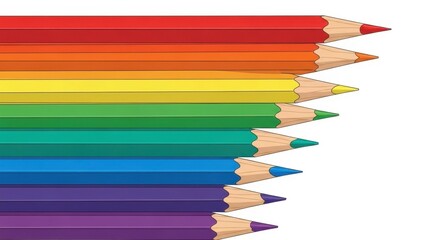 Fototapeta premium Vibrant Rainbow of Colored Pencils - A Spectrum of Creativity.