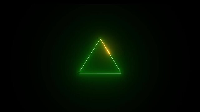 Neon frame animation. Glowing neon Simple triangle animation. Triangle animation.