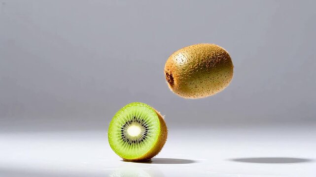 Kiwi fruit in mid air