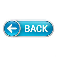 Fototapeta premium Blue button with white back text and left arrow isolated on a transparent background 1