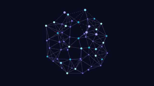 Digital Matrix Network Breach on dark background with flickering nodes. Visualizing data encryption, cyber attack, and digital firewall security.
