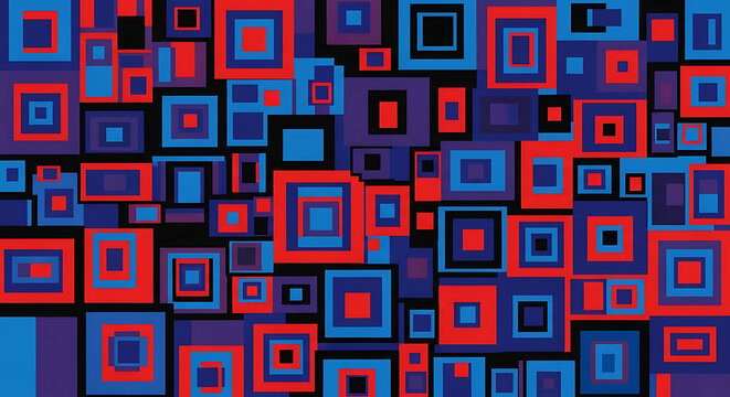 Red Blue Squares Pattern Background
