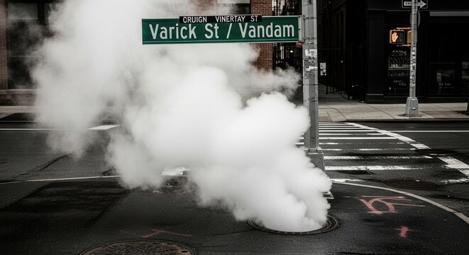 Urban Steam Vent Erupts at Busy City Intersection