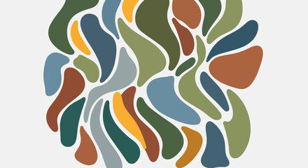 Abstract colorful seamless pattern background with leaves and flowers in vector illustration style, decorative geometric waves and shapes for wallpaper textile design © Rizky