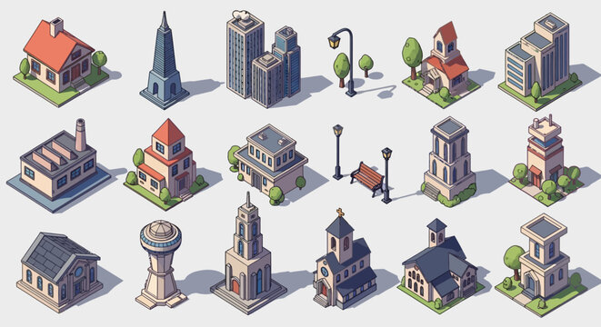 Statue of Liberty surrounded by world flags in a vintage urban city illustration with buildings, travel symbols and architectural icons
