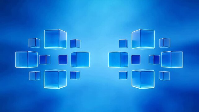Blue glowing cubes in symmetrical pattern