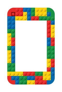 Colorful Toy Brick Vertical Frame for Kids Party Poster Design