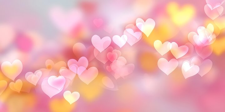 A dreamy background filled with soft, colorful heart shapes ideal for romantic and love-themed designs.