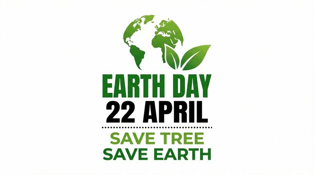 Earth day 22 april save tree save earth environmental awareness campaign logo with globe and leaves on white background