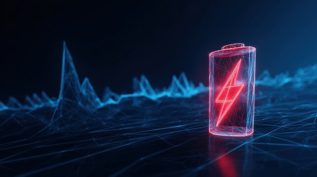 A vibrant image showcases the power of the charging battery amidst a futuristic digital landscape, representing energy, technology. ..Created with Generative AI, not depicting real subjects.