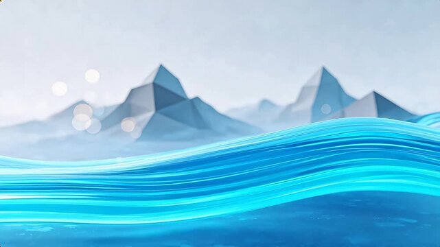 Blue wave and mountain landscape