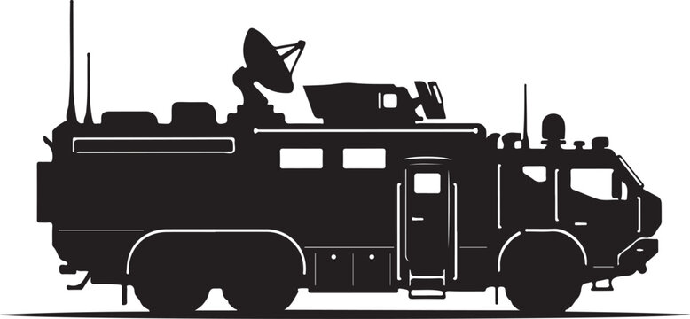 Vector illustration of a black military command vehicle