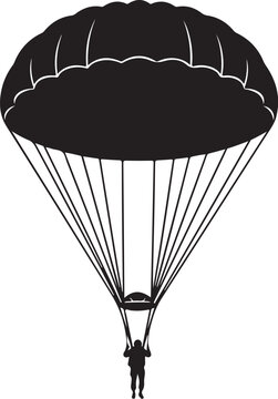 Vector illustration of a person parachuting with a black parachute