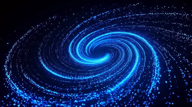 Blue spiral light pattern on dark background