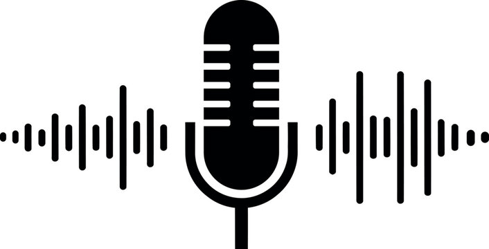 Microphone with sound wave illustration